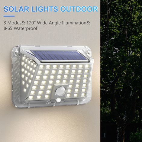 Kabellose LED-Solar-Außenleuchten mit Bewegungssensor, 3 Beleuchtungsmodi, 120° Weitwinkel, IP65 wasserdicht (1/3)
