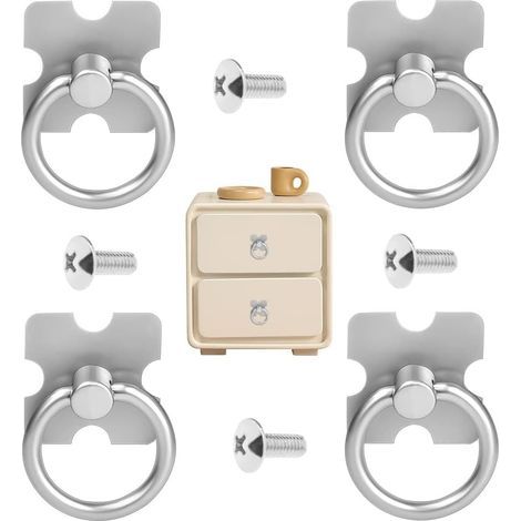 CCYKXA 4PCS Drawer Pulls and Ring Pull Vintage Drawer Knobs Handles Antique Decorative Handles Cabinet Door Knobs Alloy Single Hole Handle for Wardrobe Cupboard Dresser Furniture (Silver)