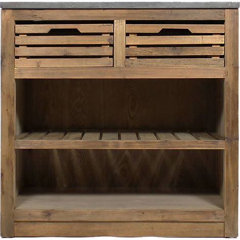 Made In Meubles – Meuble bas de cuisine 2 tiroirs en bois recyclé – Étagère vintage – Dimensions 86x86x60cm – Poids 53kg