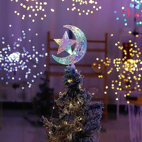 Décoration de sapin de Noël : étoile, lune et lumières pour Noël (1/5)