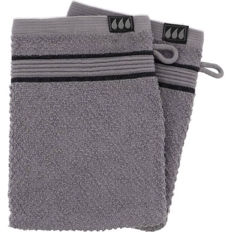Set aus 2 waschhandschuhen 15x21 cm 100% baumwolle - grau schwarz - Tendance