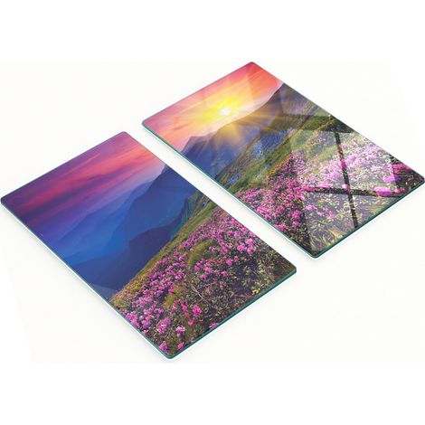 Tablas de cortar de cristal para cocina con estampado de flores de rododendro, 2 x 30 x 52 cm.