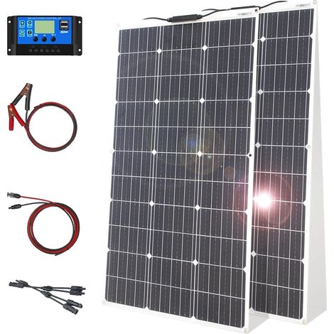 Kit de panneau solaire flexible 12V, capacité de 100W, matériau monocristallin, design étanche (1/2)