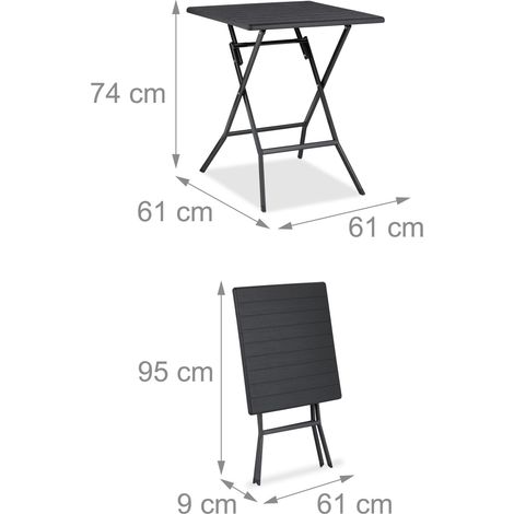 Set de balcón de 3 piezas mesa plegable 61 x 61 cm y 2 cómodas sillas diseño moderno de plástico gris 130015631 (1/4)