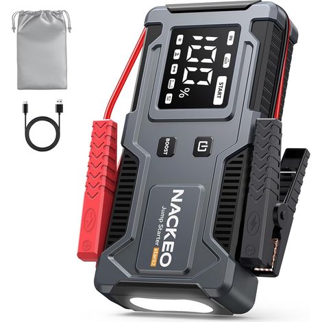 8000A Booster Batterie Voiture,Démarreur de Voiture (Jusqu’à 9 L Essence et 7 L Diesel),Jump Starter 12V avec Câbles de Démarrage Intégrés, Lampe LED et Écran LCD, Adapté aux Motos, SUV et Tondeuses (1/5)