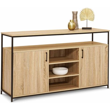 Anrichte mit 2 Türen und 3 Regalen 140 cm DETROIT Industriedesign (1/5)