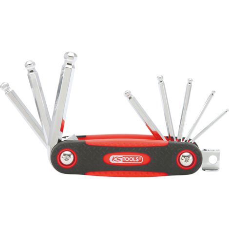 KS Tools - Jeu de 8 clés mâles 6 pans à tête sphérique sur monture - 158.3520 (1/3)