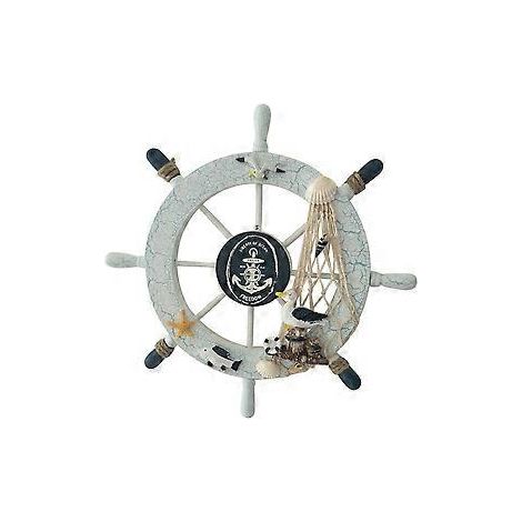 Décoration murale nautique pour la maison : bateau en bois, gouvernail, filet de pêche, coquillage (oiseau marin)