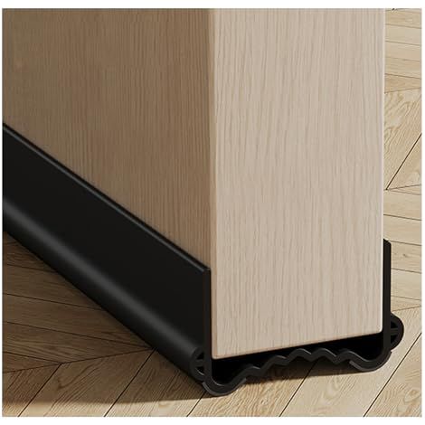 Bande isolante en bas de porte, 100 cm, bande coupe-vent pour empêcher l'air froid et les insectes d'entrer (noir). (1/5)