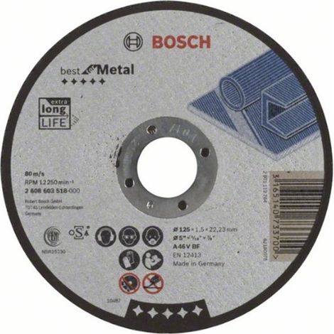 Disco de corte recto Best for Metal A 46 V BF  125 mm  1 5 mm BOSCH (1/4)