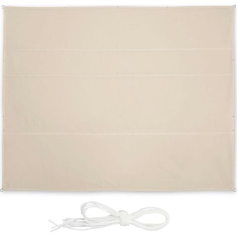 Rechteckiges Sonnensegel, L x B: 5 x 6 m, wasserdicht, UV-beständig, mit Abspannleinen, für Terrasse oder Balkon, beige