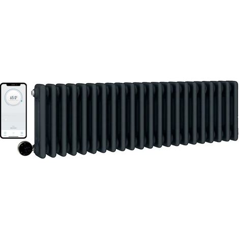 Wifi Smart Electric Traditional Anthracite Column Radiators  - 3 Column 300mm H x 1000mm W