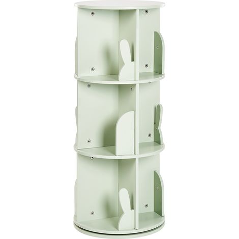 Estantería giratoria de 3 baldas MDF para habitación infantil con motivo de conejito verde claro Caney