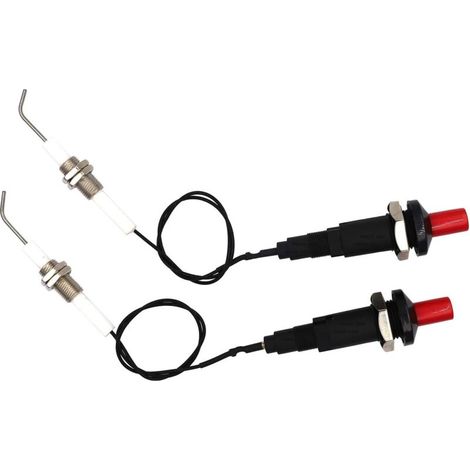 Gas Grill/Grill Igniters, Push Button Piezo Igniter with Universal Ceramic Threaded Spark Plug Wire with Ignition Electrodes Long 30cm Electronic Pack of 2