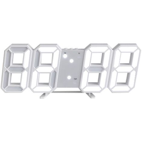 Horloge murale numérique LED 3D avec veilleuse décorative, réveil numérique LED à intensité réglable, convient aux cuisines, chambres et bureaux, blanc. (1/5)