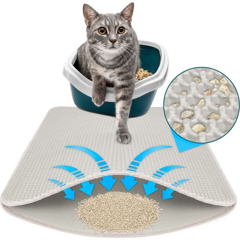 Katzenstreumatte Charly Doppelschichtiges Waben-Design Abwaschbar 61 x 38 cm Grau (1/5)