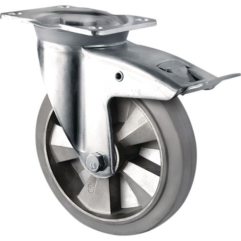 Rueda giratoria de servicio pesado D.160mm Cap.400kg Freno Goma elástica Altura de construcción 202mm TECWERK (1/2)