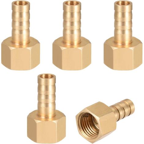 Raccord Cannelé Laiton Tuyau Barbillon 8mm G1/4 Femelle 5Pcs (1/3)
