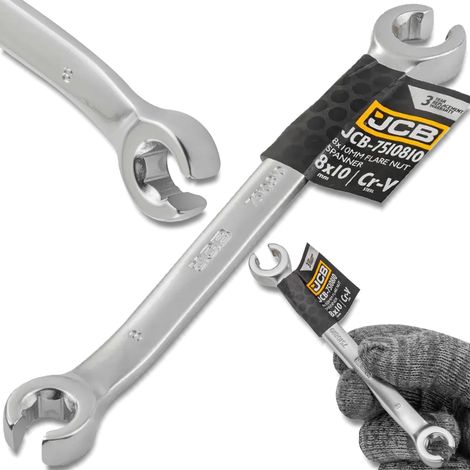 Clé à anneau fendu JCB 8x10 mm, 2 faces, acier Cr-V, 6 pans (1/5)