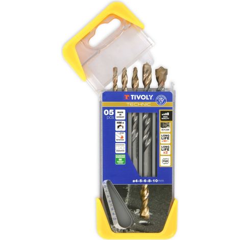 Tivoly • Coffret de 5 Forets Beton Technic Gradués contenant les Ø4-5-6-8-10mm