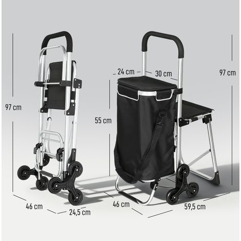 Einkaufswagen 40 L, 3 Räder, Aluminium, mit Sitz und Oxford-Tasche HAVRYA (1/5)