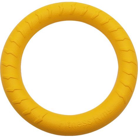 Anillo de juguete para perros, perfecto para mascotas a las que les gusta masticar cosas al aire libre, que proporciona diversión sin fin (amarillo, 19,5 cm de ancho). (1/5)
