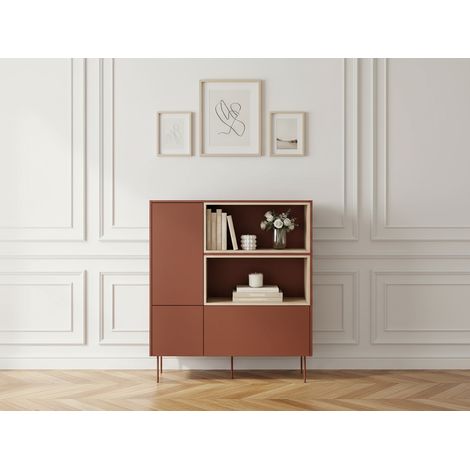 BOBOCHIC - Buffet haut 2 portes 120 cm ATLAS avec niches Rouge (1/5)