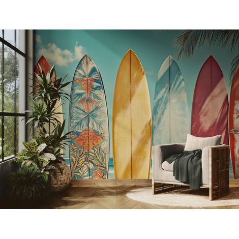 Papier peint Tropical – planches de surf colorées - 150 x 250 cm (1/2)