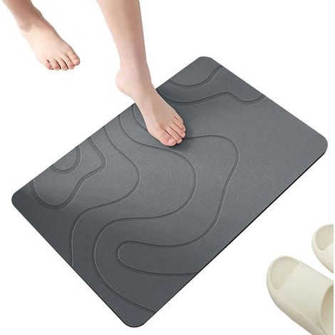 Tappetino da bagno assorbente in terra diatomacea, grigio scuro, 40x60 cm (1/5)
