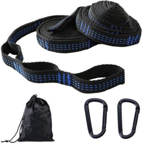 1 paire d'ensemble de fixation pour hamac, ensemble de Suspension et lustre, sangles d'arbre avec 11 boucles, 300 cm 2,5 cm, max 300 kg pour le camping, la randonnée, le pique-nique, les voyages en p (1/5)