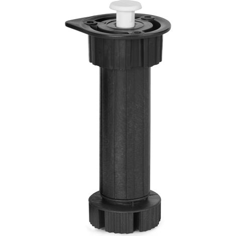 Pata regulable para mueble de cocina, modelo 409, de abs con tapón y acabado negro, ø49 x 138/158 mm, blíster 4 uds (1/3)