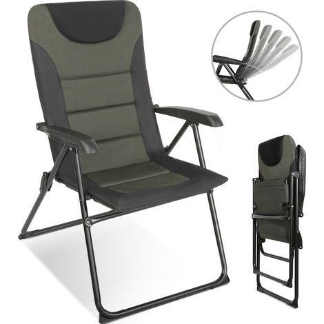 HOMECALL Campingstuhl Gartenstuhl Anglerstuhl Faltsessel Klappstuhl für Wohnwagen Outdoors 5 fach Verstellbarer Rückenlehne, Hochlehner mit Gepolsterter, bis 150kg-schwarz/grün (1/5)