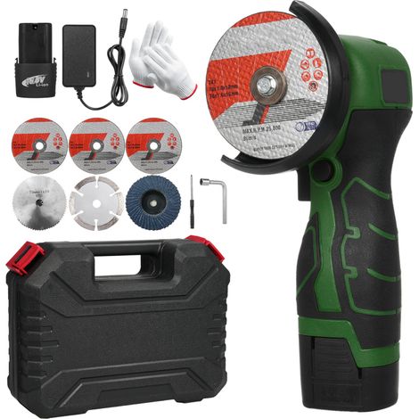 Irovami Meuleuse angle 7000tr/min 16.8V – 2 batteries, découpe – Idéal pour brique, bois, pierre, acier (1/5)
