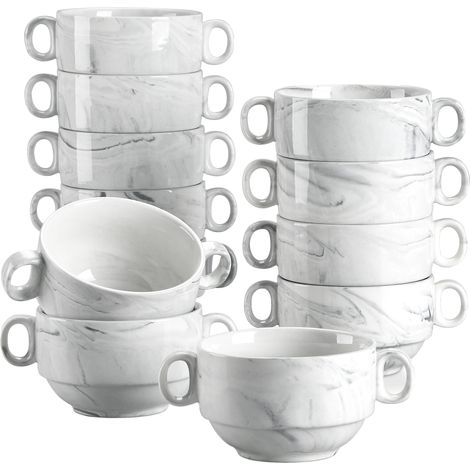 Saladiers, Porcelaine, Poignées Doubles Ergonomiques, 12 PCS (1/2)