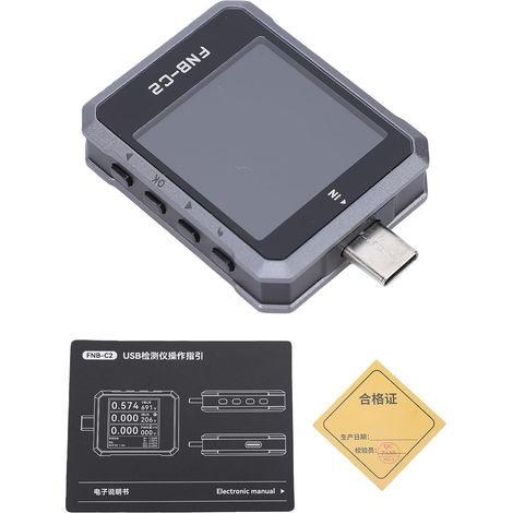 Comprobador de voltaje y corriente USB con detección avanzada de protocolo de carga para los estándares QC PD AFC VOOC WARP (FNB-C2) (1/5)