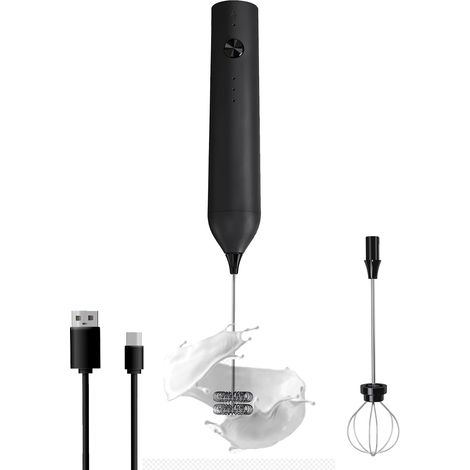 Mousseur à lait portable,mélangeur à café électrique rechargeable de type C avec 2 fouets (1/5)