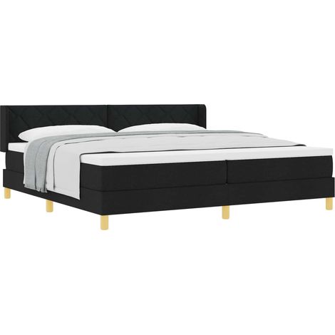 Maison Exclusive - Lit à ressorts avec tête de lit Noir 200 x 200 cm tissu (1/5)