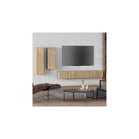 Ensemble de meubles TV 4 pcs Chêne sonoma Bois d'ingénierie (1/5)