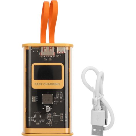 Ortviai Power Bank Portable 20000 mAh avec Charge Rapide QC3.0 et PD 22,5 W, Écran LED et Coque Transparente Industrielle (1/5)