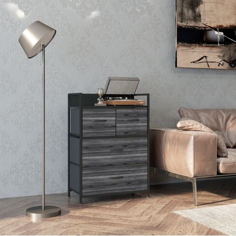 MEUBLIV Cómoda 60x29x85 cm negra – 4 cajones de tela, estilo industrial (1/4)
