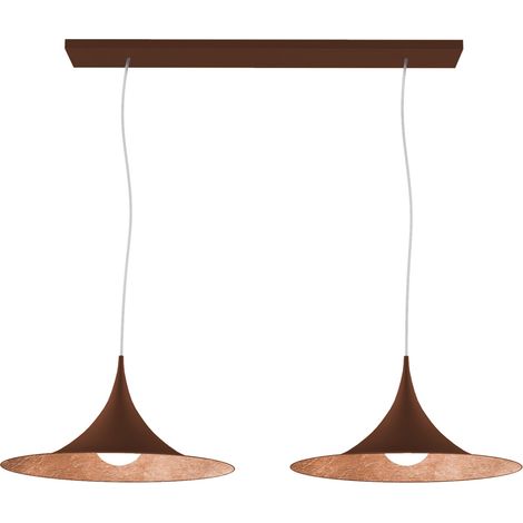 LUMICOM  LOUIE BINARIO Sospensione, 2X E27, max 42W, metallo, corten/copper, D.33cm x L.70cm (1/4)