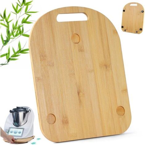Planche Support pour Thermo-mix TM5 TM6, 36 x 28 x 1cm Bambou Plateau Coulissant Cuisine Accessoires avce Roulettes et Tapis en Caoutchouc
