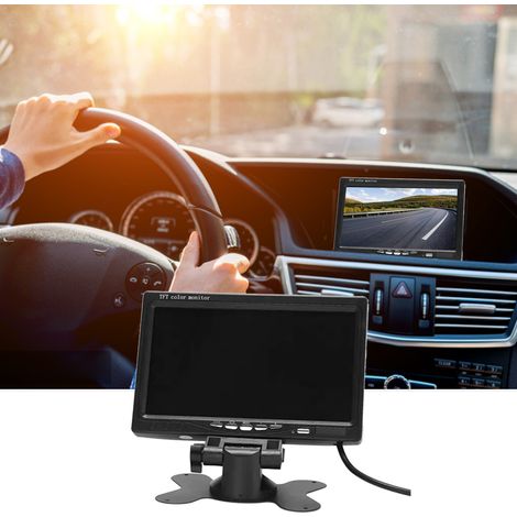 Moniteur HD 7 pouces TFT pour voiture, avec écran HD 1024x600, entrée AV, haut-parleur intégré, caméra de recul, compatible avec camions, bus, camping-cars et remorques. (1/5)