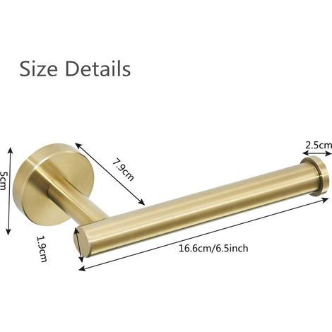Toilettenpapierhalter, Wand-Toilettenpapierspender, Edelstahl SUS304, gebürstete Goldoberfläche (1/4)