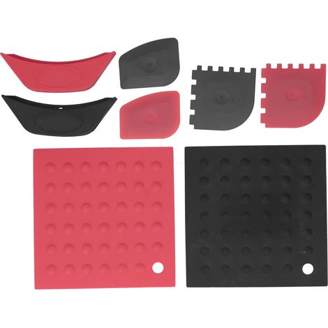 Lot de 8 maniques silicone anti-brûlure, grattoir, poignée de casserole, accessoires de cuisine (1/5)