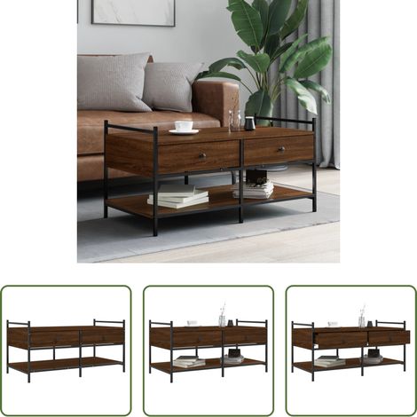 Wohnzimmer - Couchtisch Braun Eichen-Optik 99x50x50 cm Holzwerkstoff (1/5)