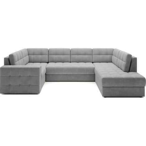 Canapé d'angle convertible MONTEZA gris 299 cm avec coffre et couchage (1/5)