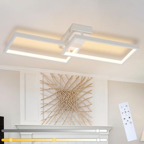 GBLY Lámpara de techo LED , moderna lámpara de techo regulable de 80 cm, lámpara de sala de estar blanca con control remoto, lámpara de dormitorio de 48 W, diseño rectangular de metal (1/5)