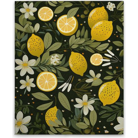 Leinwandbild Zitronen M1-No.51866 - Kunstdruck auf Leinwand in Schwarz Gelb - Wandbild 40 x 50 cm (1/5)
