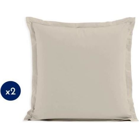 Taie D Oreiller - 63x63 Cm - 100% Coton - Fermeture Rabat Portefeuille - Lot De 2 (1/2)